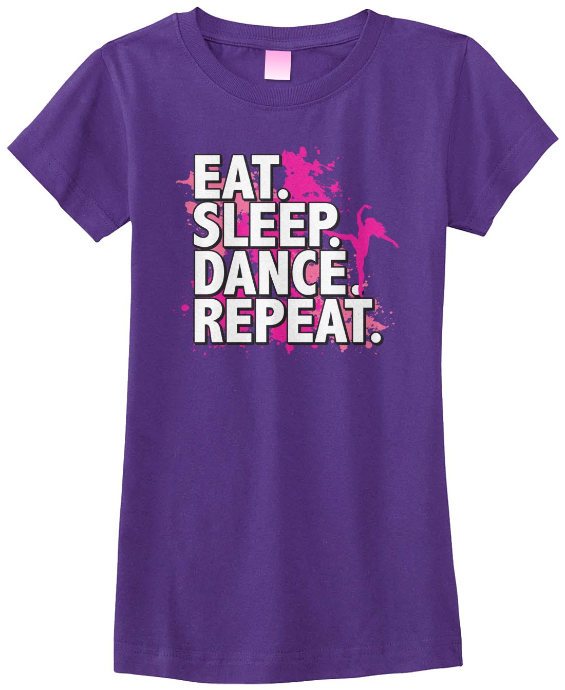 Threadrock Big Girls' Eat Sleep Dance Repeat Fitted T-Shirt - Comfortable & Stylish Graphic Tee for Teen Girls - Perfect for Dance Classes, Sleepovers & Casual Wear