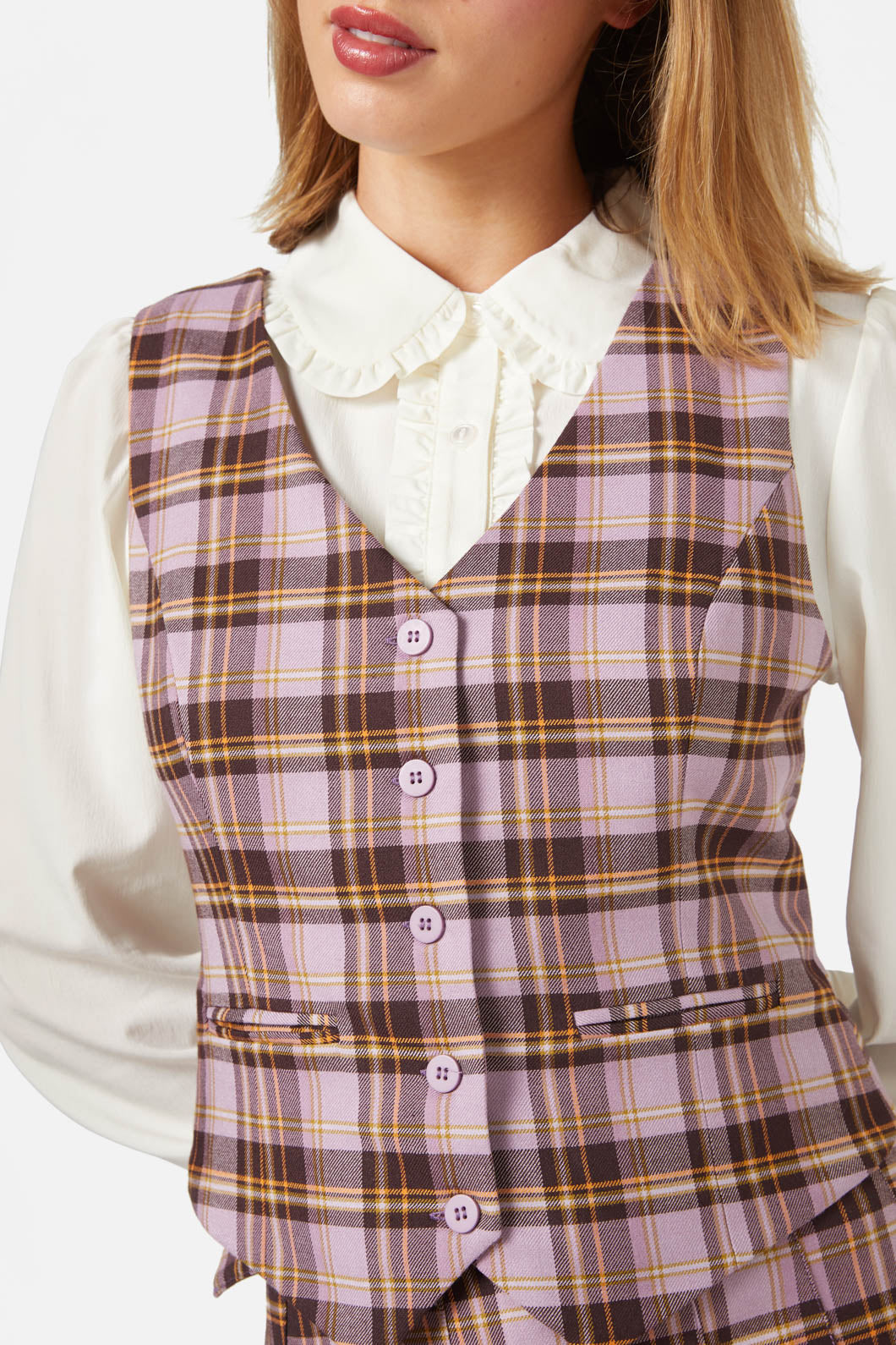 Stylish Jeannie Check Vest for Women - Trendy Plaid Waistcoat for Casual & Office Wear - Perfect for Layering in Fall & Winter
