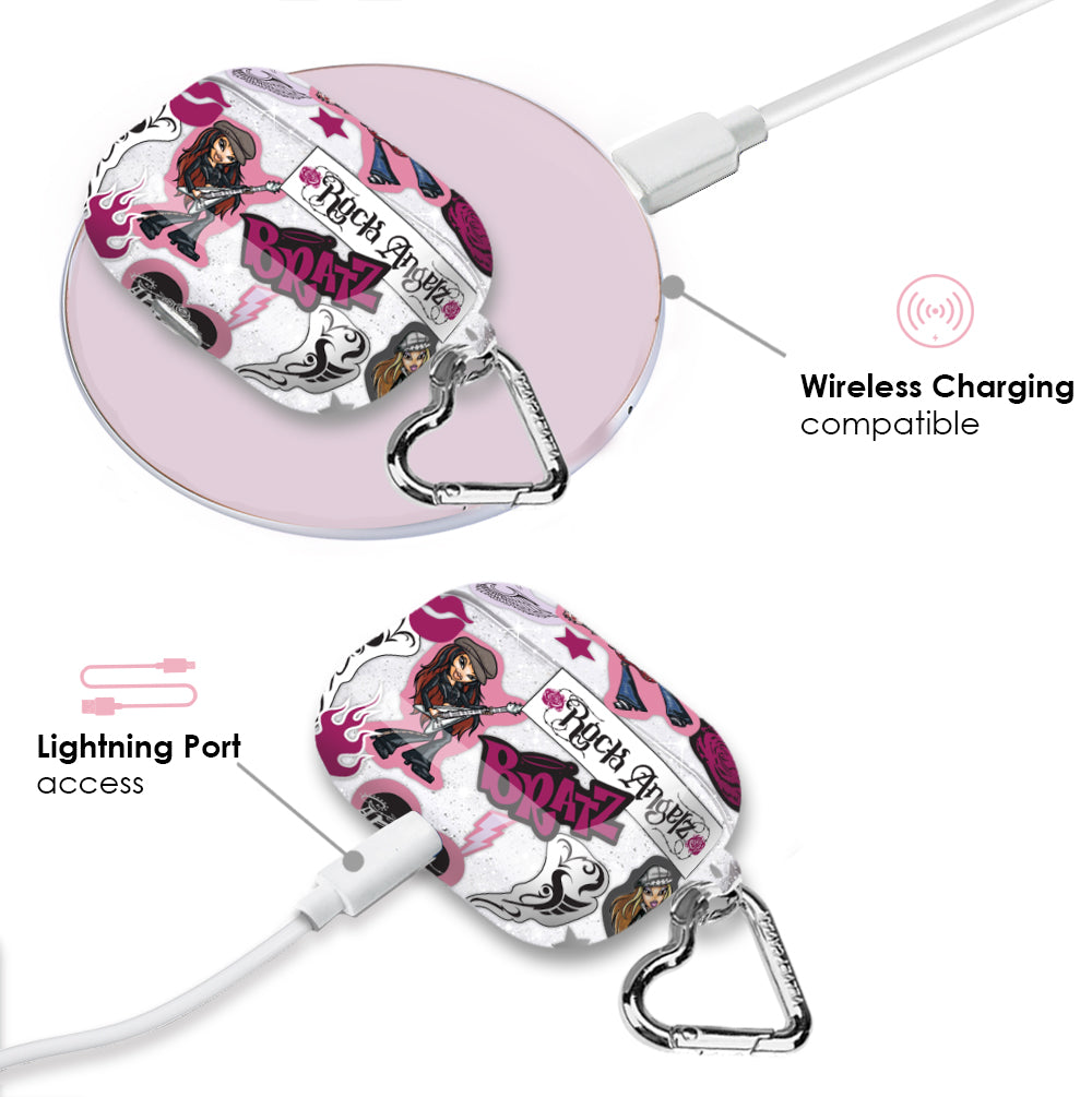 Bratz Rock Angelz Glitter AirPod Case for Apple AirPods 1/2/3 & Pro - Trendy Protective Cover with Sparkle Design - Perfect for Teens, Music Lovers & Fashion Accessories