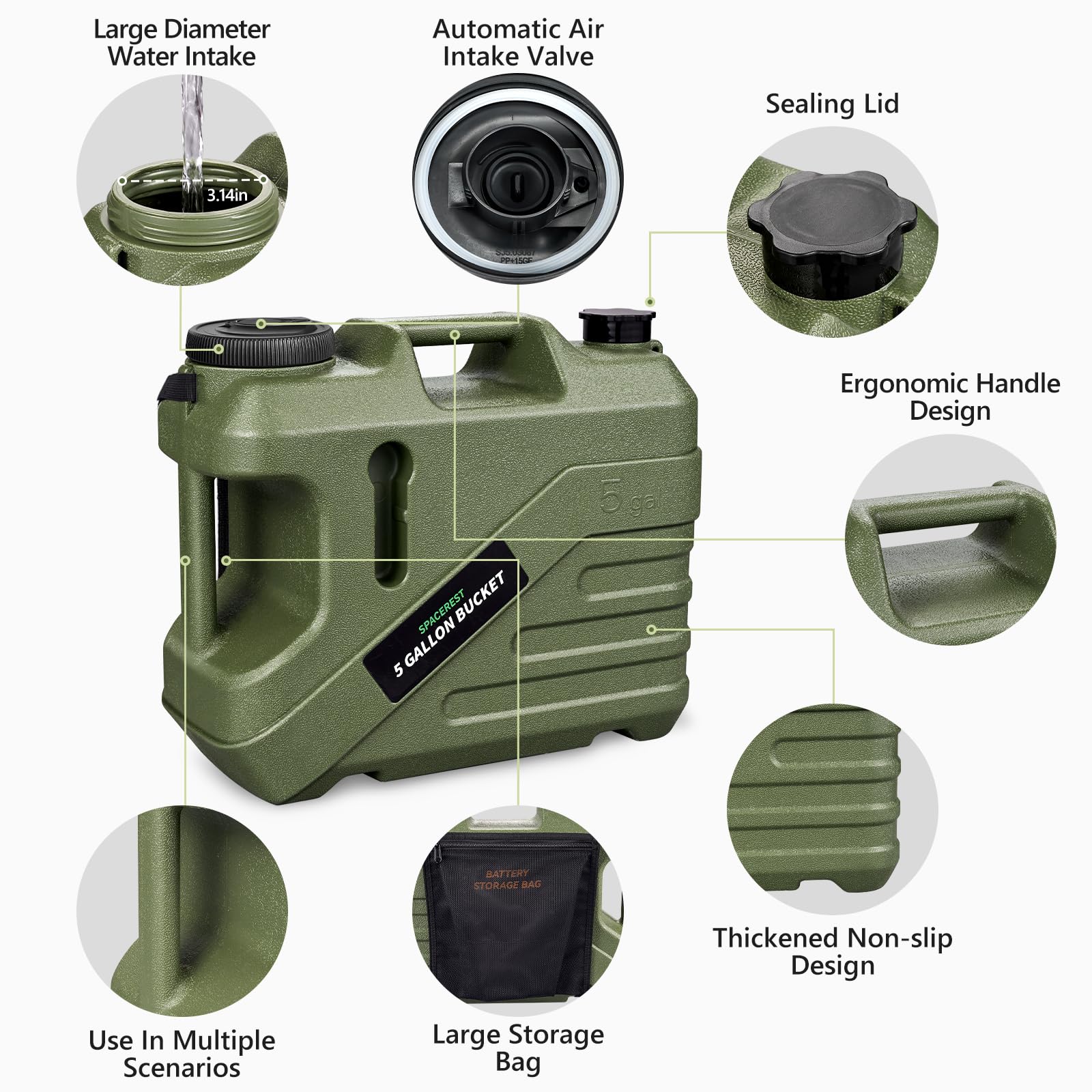 5-Gallon Portable Camping Shower with Food Grade Bucket - Rechargeable Electric Outdoor Shower Pump for Pet Bath, Car Cleaning & Fruit Washing | Perfect for RV Trips, Beach Days & Emergency Preparedness