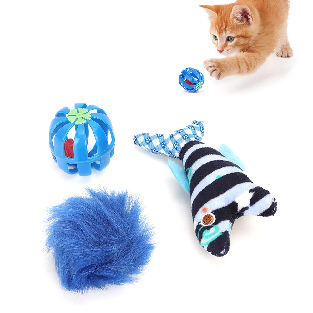 BORDSTRACT Cat Toys - 3Pcs Mini Mint Scratching Bell Fingerling Toys with Crinkle Balls for Kittens & Puppies | Interactive Play Supplies for Indoor & Outdoor Exercise | Perfect for Solo Play, Training & Bonding Time