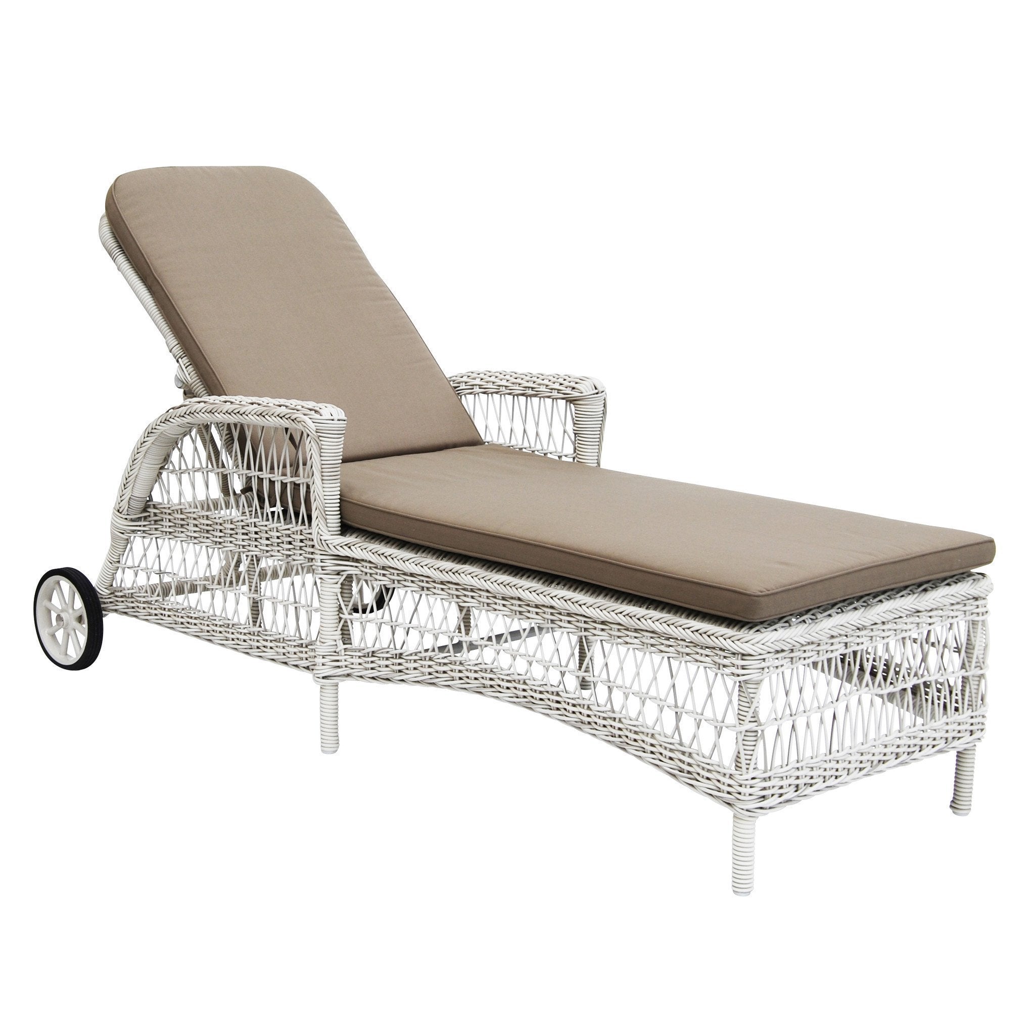 Sika Design Daisy Sunbed Sunlounger - Outdoor Patio Lounge Chair with Cushion, Wicker Rattan Furniture for Poolside, Beach, Garden, and Backyard Relaxation