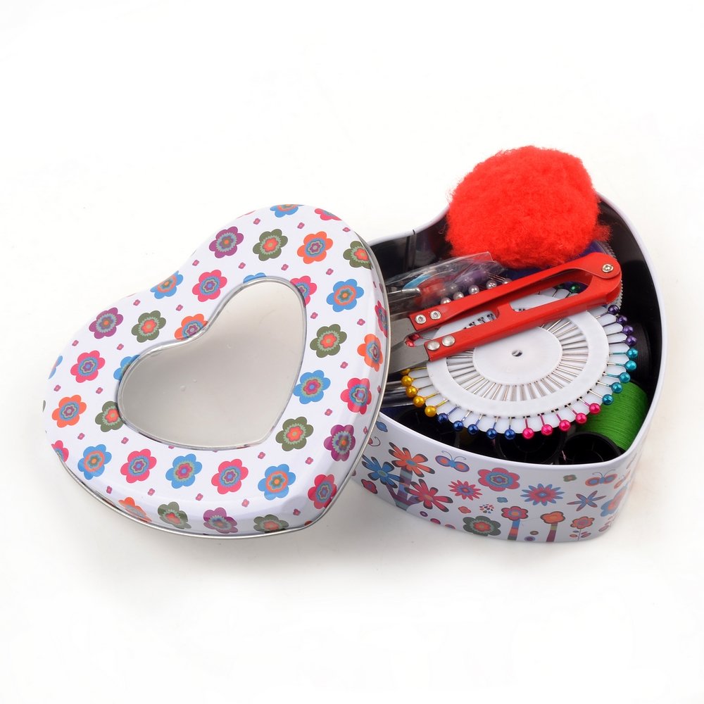 eZthings® Professional Sewing Kit with Heart-Shaped Supplies - Complete Arts & Crafts Set for DIY Projects, Quilting, and Home Decor