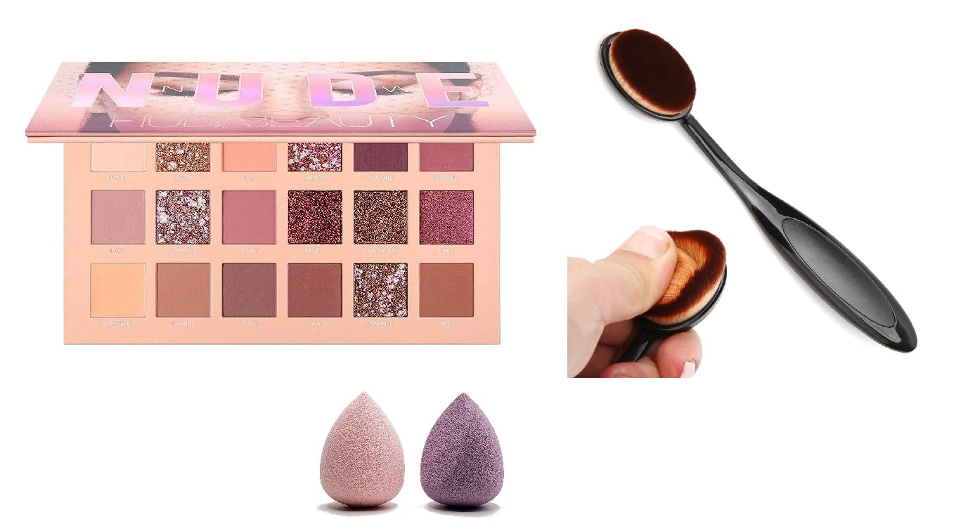 MOAN'S Professional Makeup Kit - 18 Color Eyeshadow Palette with Foundation Brush & 2 Beauty Blenders | Complete Cosmetic Set for Women & Teens | All Skin Types | Perfect for Daily Makeup, Party Looks & Professional Beauty Routines