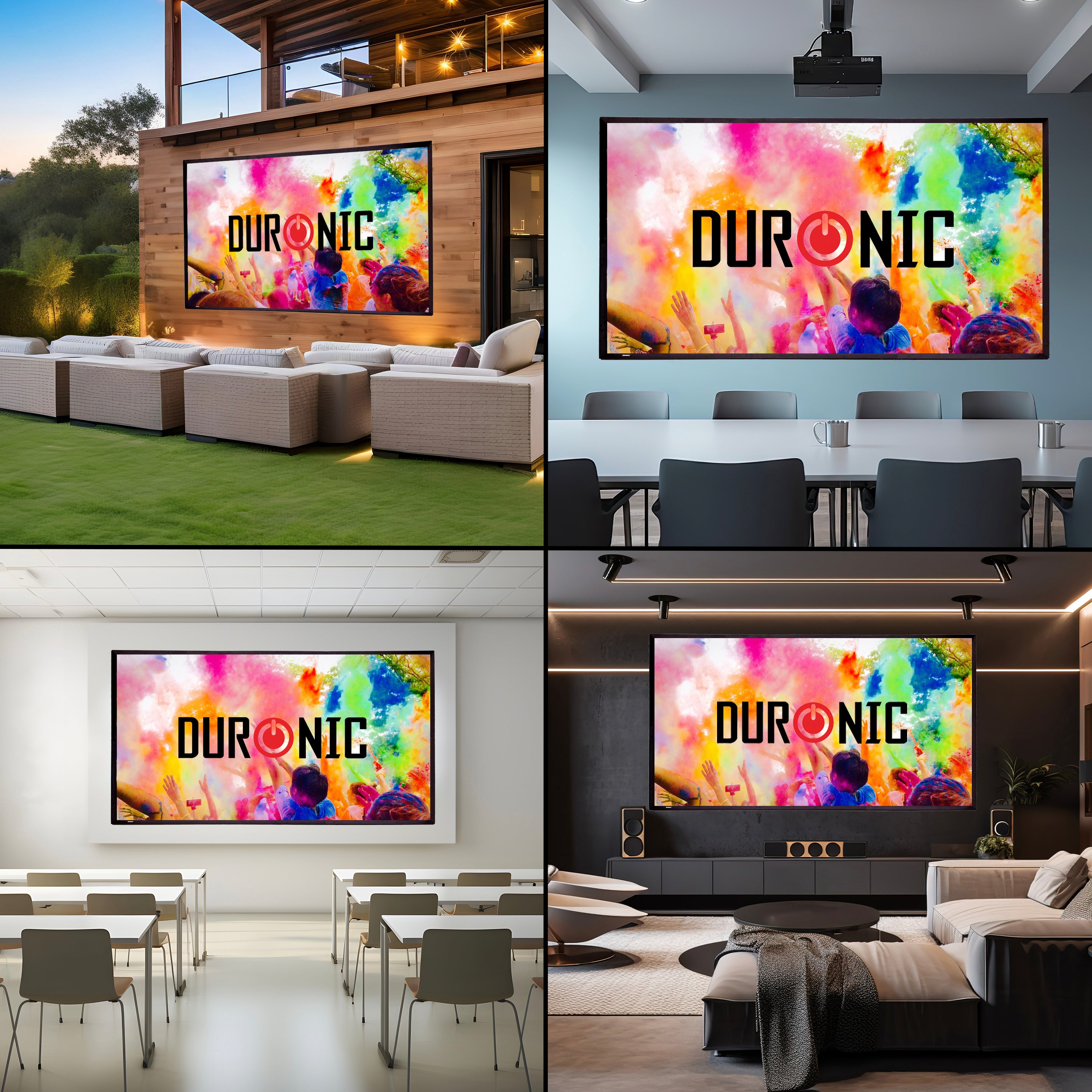 Duronic SFPS100 100-Inch 16:9 Wall Mountable & Portable Projector Screen - 4K HD Movie Screen for Home Theater, Business Presentations | Perfect for Indoor Movies, Office Meetings & Outdoor Movie Nights