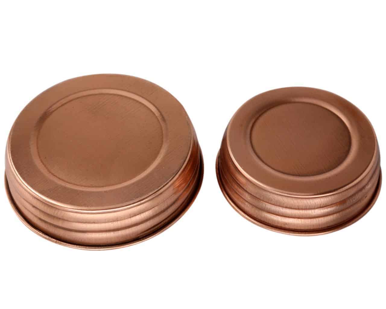 Vintage Copper Mason Jar Lids - 4 Pack Rustic Decorative Canning Jar Toppers for DIY Crafts, Wedding Decor & Farmhouse Style Kitchen Storage