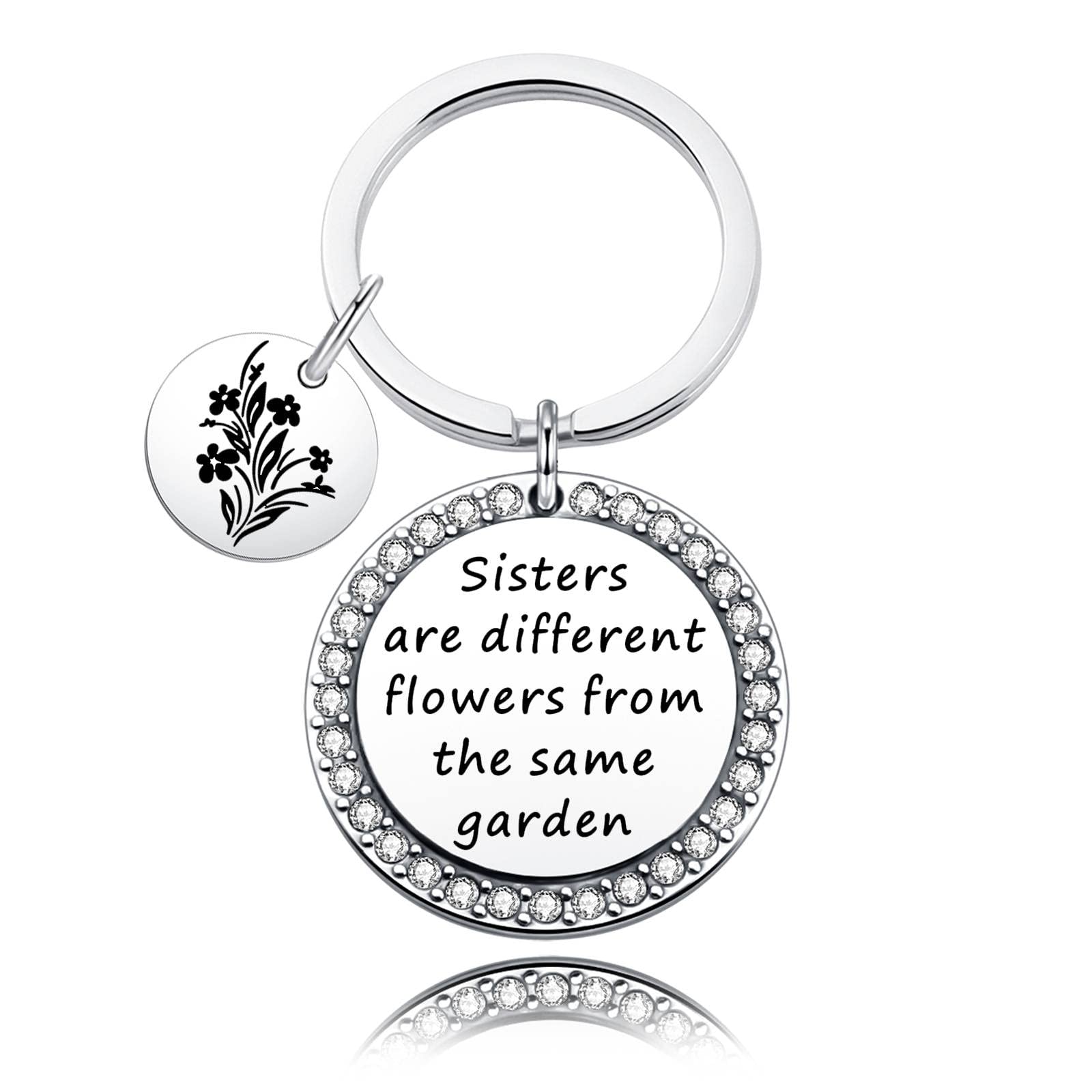 NC Sister Keychain - Unique Floral Design for Best Friends, BFF Jewelry Gift, Perfect for Birthdays, Anniversaries, and Everyday Carry