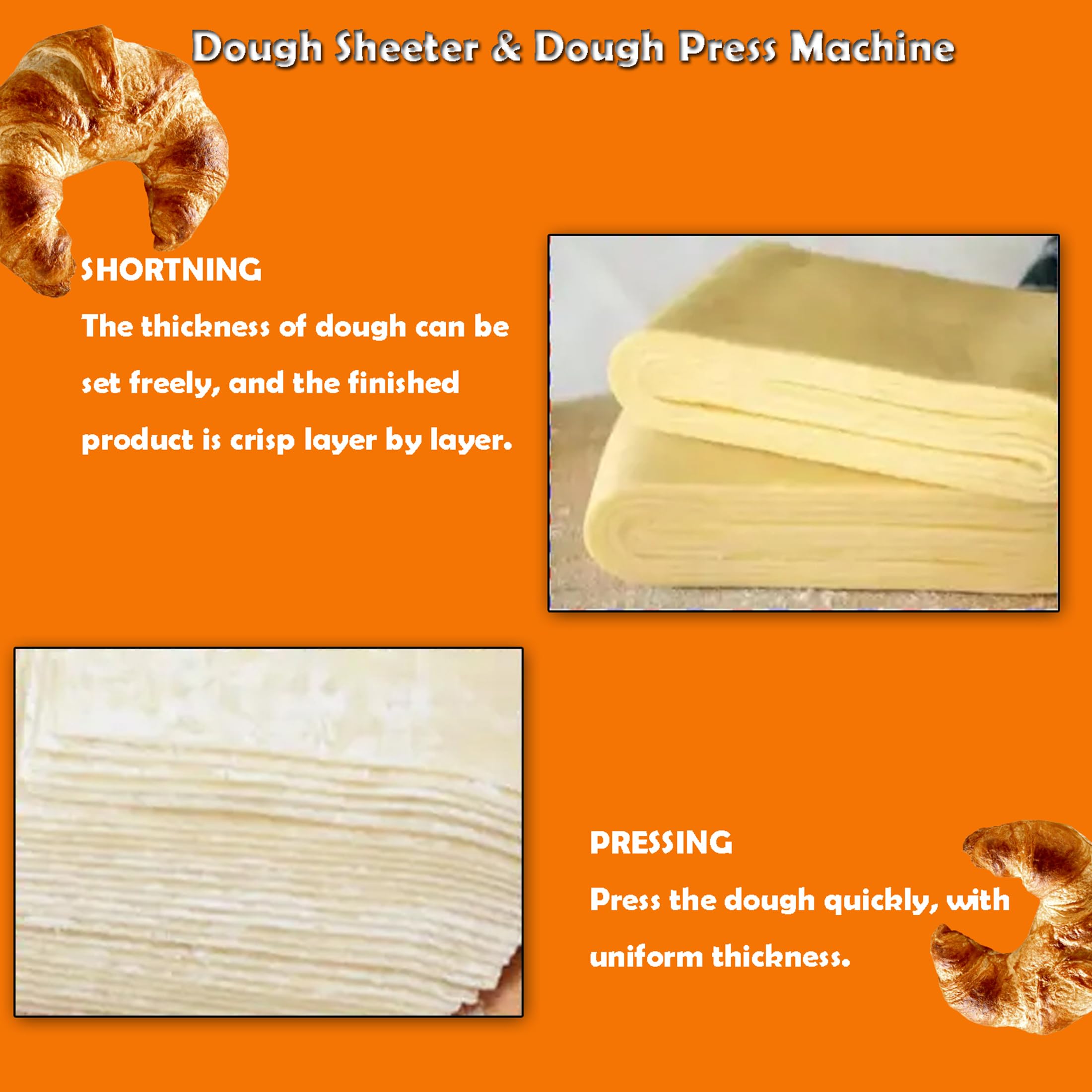 INTSUPERMAI Commercial Dough Sheeter Machine - 49.2×13.8 Inch Reversible Countertop Dough Press with Conveyor Belt for Croissants, Puff Pastry & Bakery - 110V Electric Dough Roller - Perfect for Bakeries, Restaurants & Home Baking