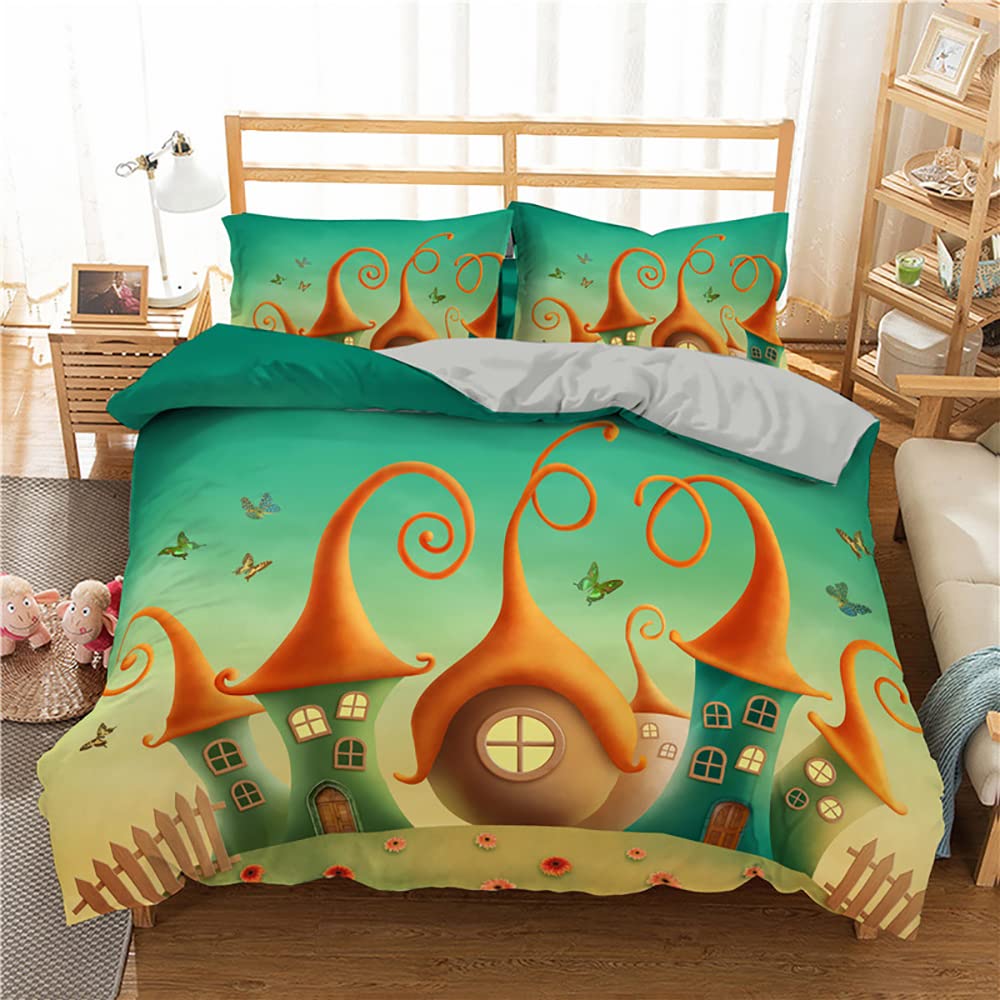 Premium Twin Duvet Cover Set for Kids - Soft Breathable 3-Piece Bedding with Zipper Closure (68x90 inches Comforter Cover + 2 Pillow Cases 20x26 inches) - Perfect for Boys and Girls Bedrooms, Castle-Themed Nursery Decor, and Cozy Sleepovers
