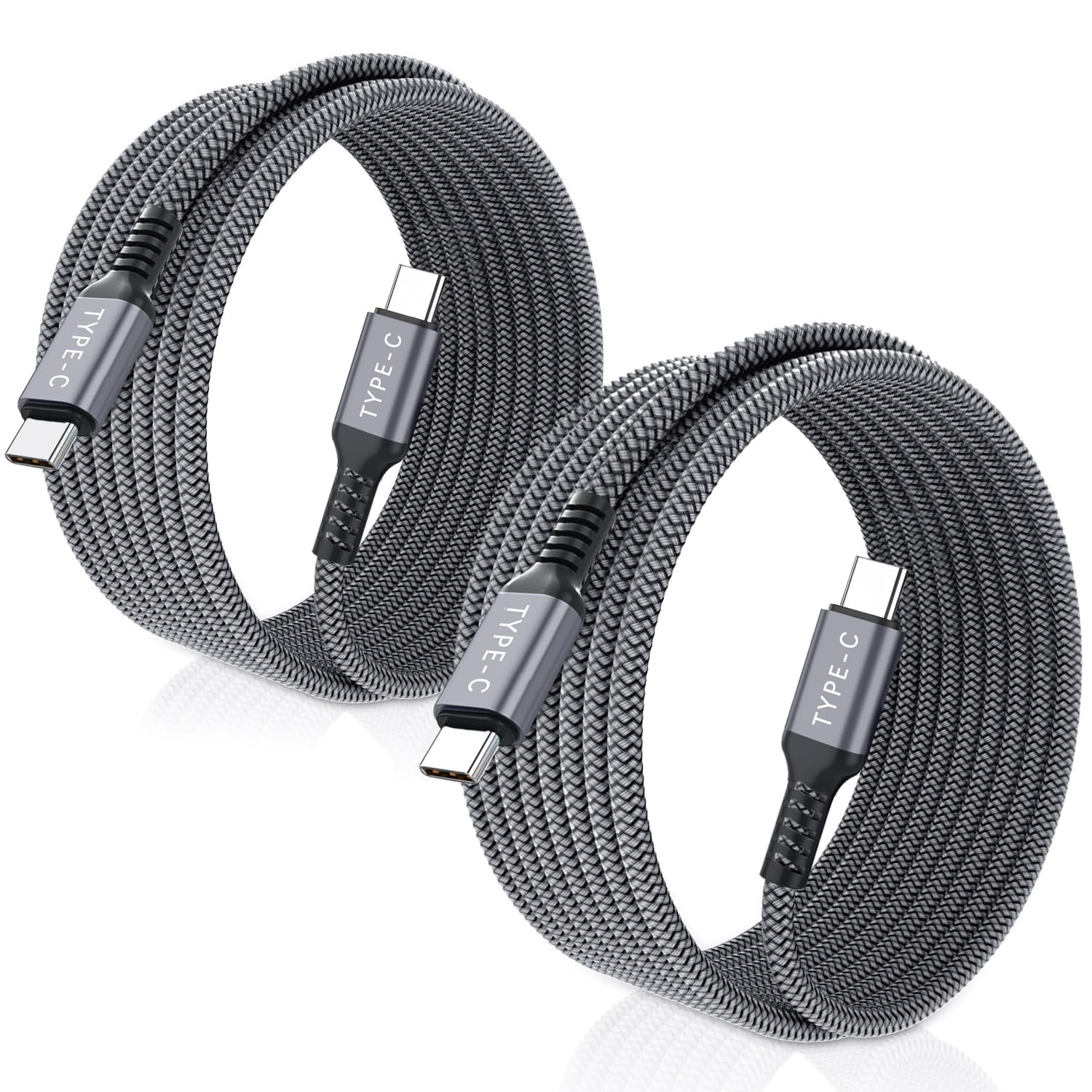 Basesailor 2-Pack 15ft USB C to USB C Cable 100W Fast Charging PD Cord for MacBook, iPhone 16/15, iPad Pro/Air/Mini, Galaxy S24/S23/S22, Pixel - Perfect for Home, Office & Travel Charging