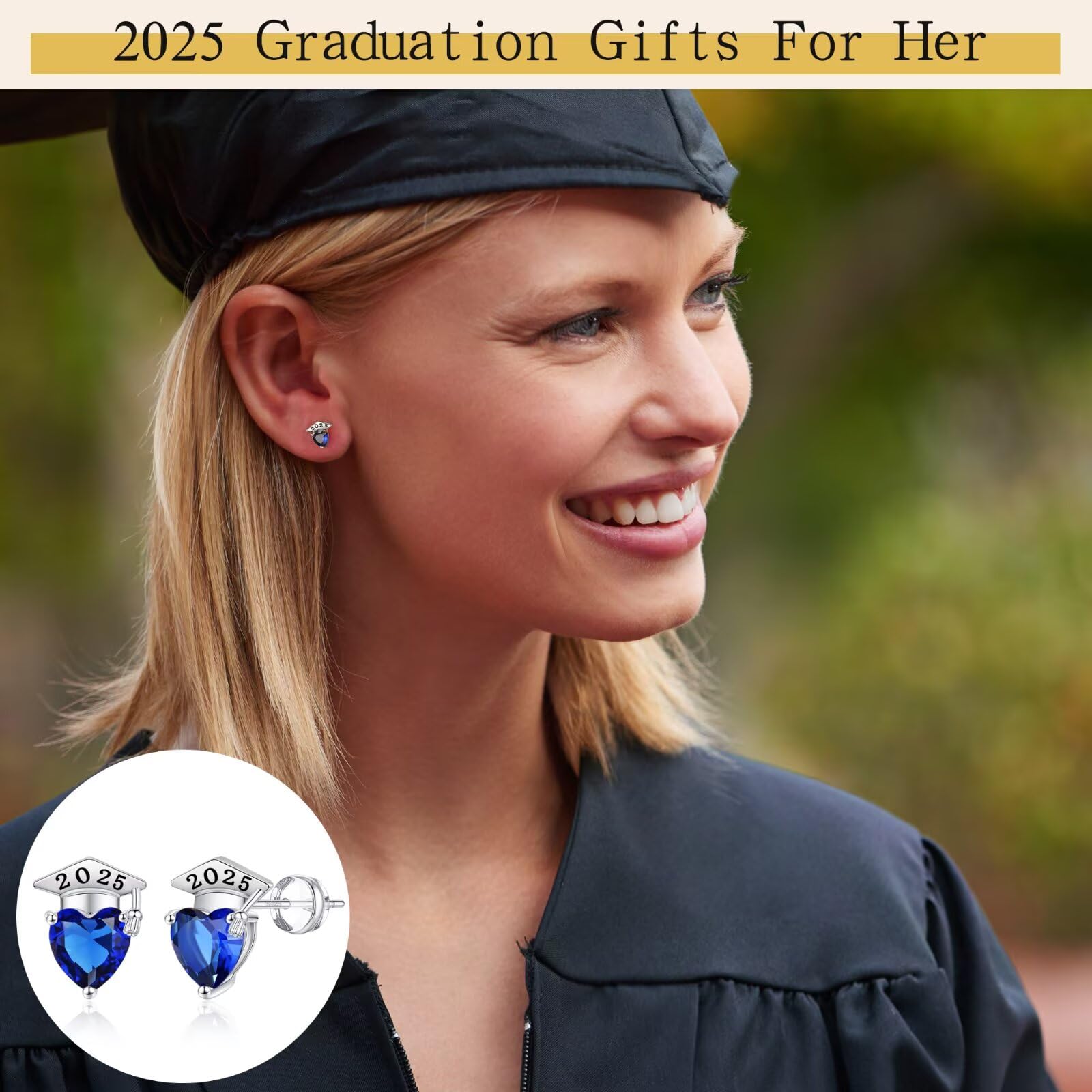 Hypoallergenic S925 Sterling Silver Heart Stud Earrings with Cubic Zirconia - Perfect Graduation Gift for Women 2025 | Sensitive Ear Friendly Jewelry for College Graduates, Birthday & Special Occasions