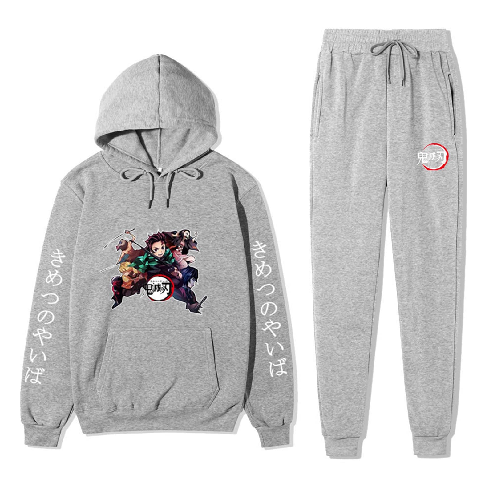 Demon Slayer Anime Hoodie and Sweatpants Set - Men's Manga Graphic Print Casual Tracksuit | Perfect for Cosplay, Anime Conventions & Streetwear Fashion