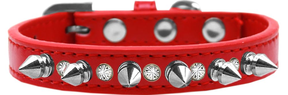 Dog Spike Collar with Crystals - Red for Pet Fashion & Safety