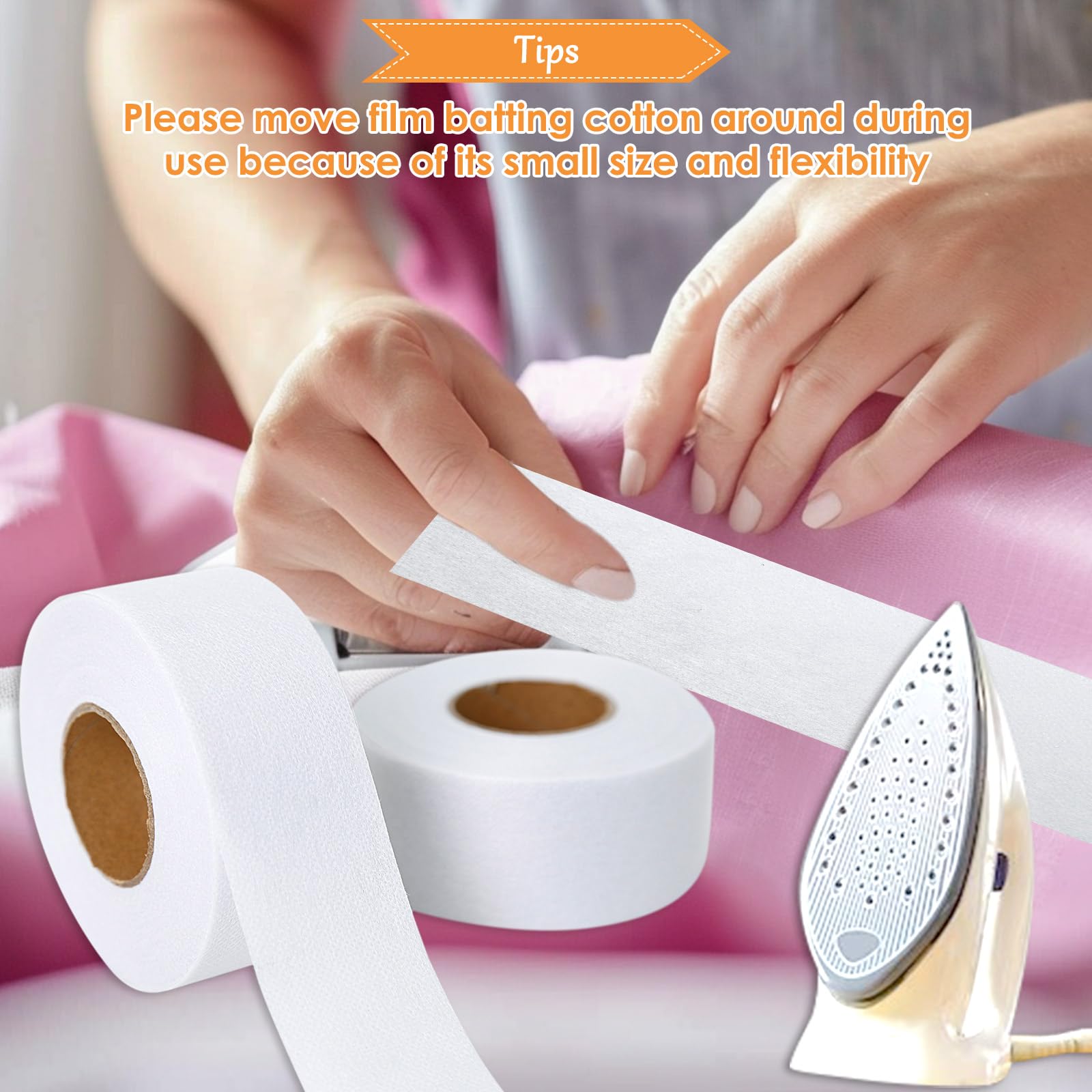 2 Rolls Fusible Batting Tape for Quilting - 1.5 Inches x 30 Yards White Seam Tape, Sheer Binding Tape for Quilting & Sewing - Perfect for Joining Batting Layers & Fabric Edges in DIY Projects