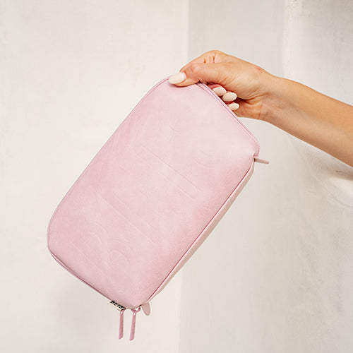 Premium Atlas Pink Cosmetic Pouch Set - Travel Makeup Organizer for Women | Waterproof & Durable Beauty Case for Toiletries, Brushes & Essentials