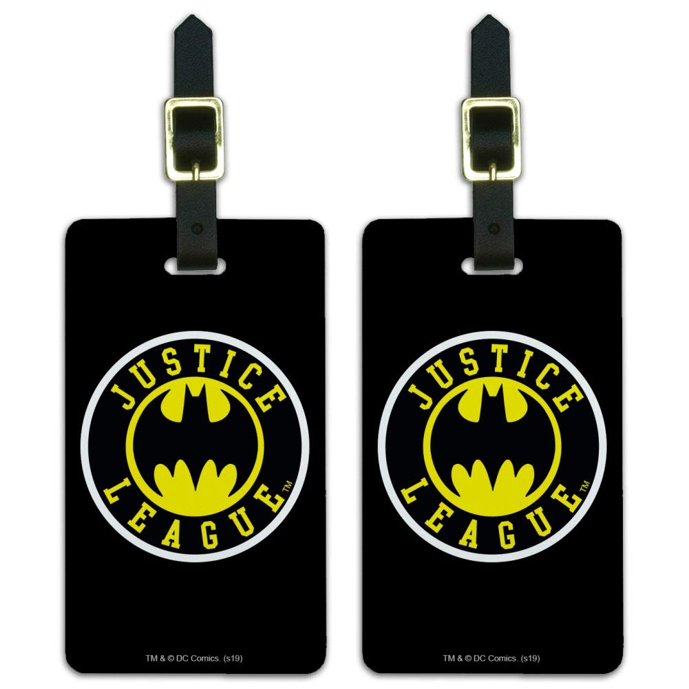Justice League Batman Logo Luggage Tags - Set of 2 Durable Carry-On ID Cards for Travel, Gym Bags & Suitcases | Superhero Themed Accessories for DC Comics Fans