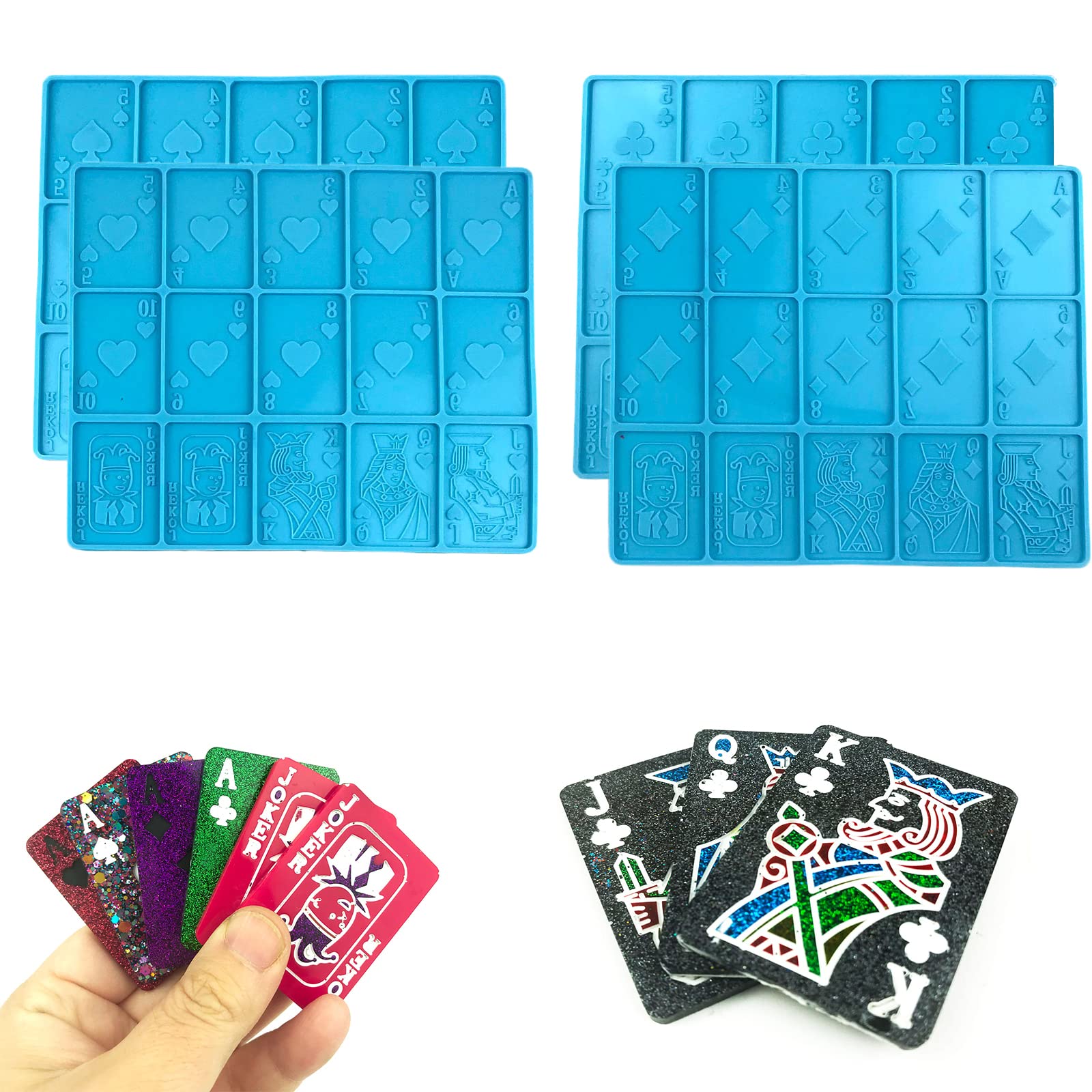 Premium Playing Card Resin Molds - 4PCS Large Silicone Casting Molds Kit for DIY Unique Playing Cards, Perfect for Epoxy Resin Art, Jewelry Making & Gift Crafting