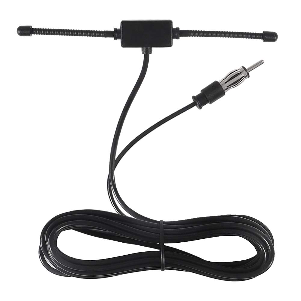Universal Car Stereo AM FM Dipole Antenna - 10ft Hidden Adhesive Mount AM/FM Radio Antenna for Vehicle, Truck, SUV | DIN Male Plug Connector | Enhanced Radio Reception for Road Trips & Daily Commuting