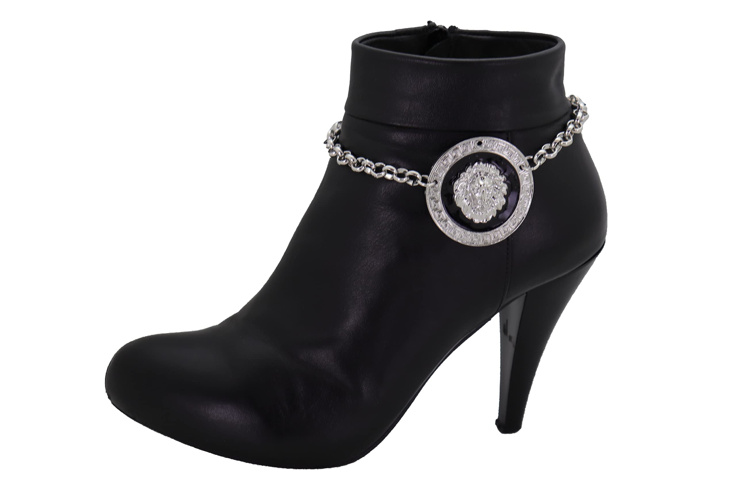Western Women's Boot Bracelet - Silver Lion Coin Charm Anklet Chain for Rodeo & Cowgirl Fashion | Perfect for Country Concerts, Rodeos & Western Outfits