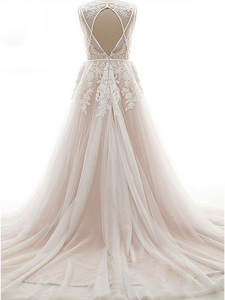 Ruolai Women's V Neck Wedding Dress with Sequins & Keyhole Back - Bohemian Beach Bridal Gown for Outdoor, Destination, and Boho Chic Weddings