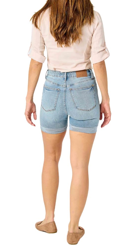Judy Blue High Waist Tummy Control Cool Denim Shorts for Women | Stretchy Comfortable Summer Shorts | Perfect for Beach, Vacation & Casual Outings