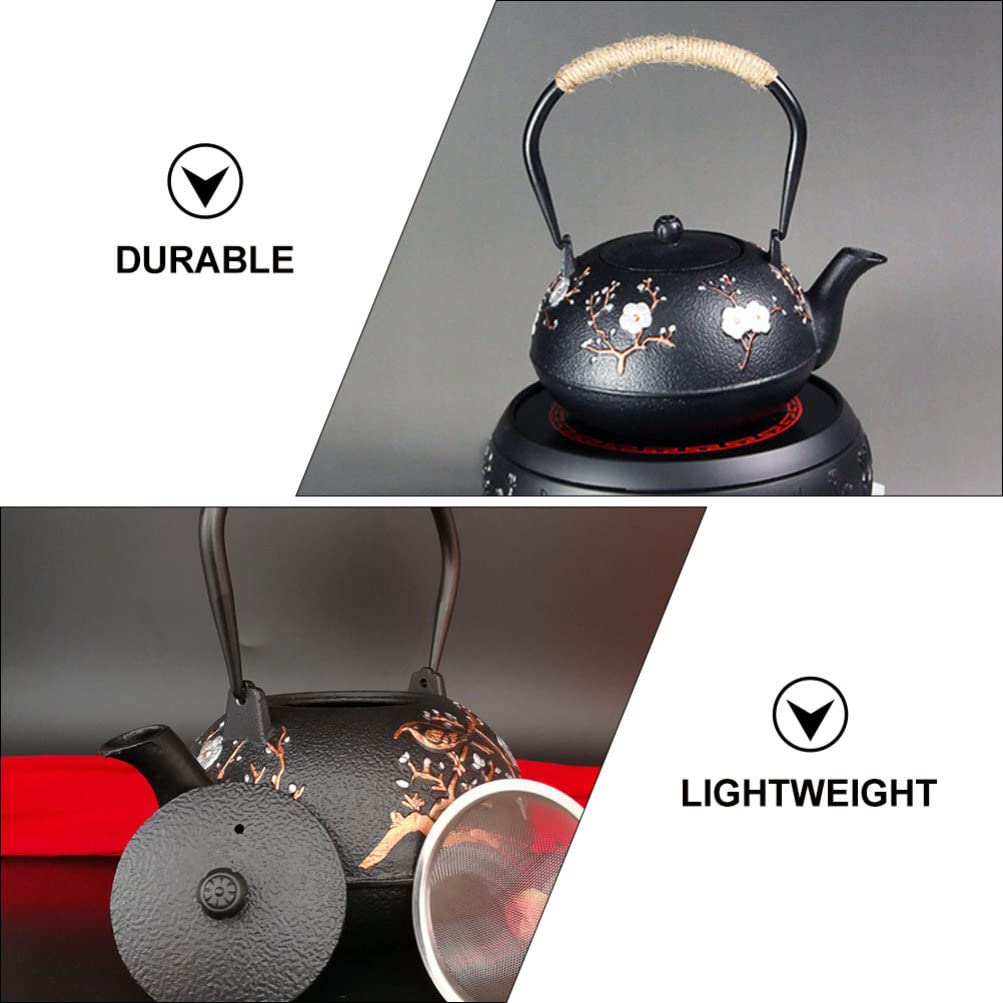 Premium Hemoton Enamel Iron Teapot - Stovetop Whistling Kettle for Tea & Water Boiling - Durable Kitchen & Household Teakettle for Gas, Electric & Induction Cooktops - Perfect for Home, Office & Outdoor Tea Brewing