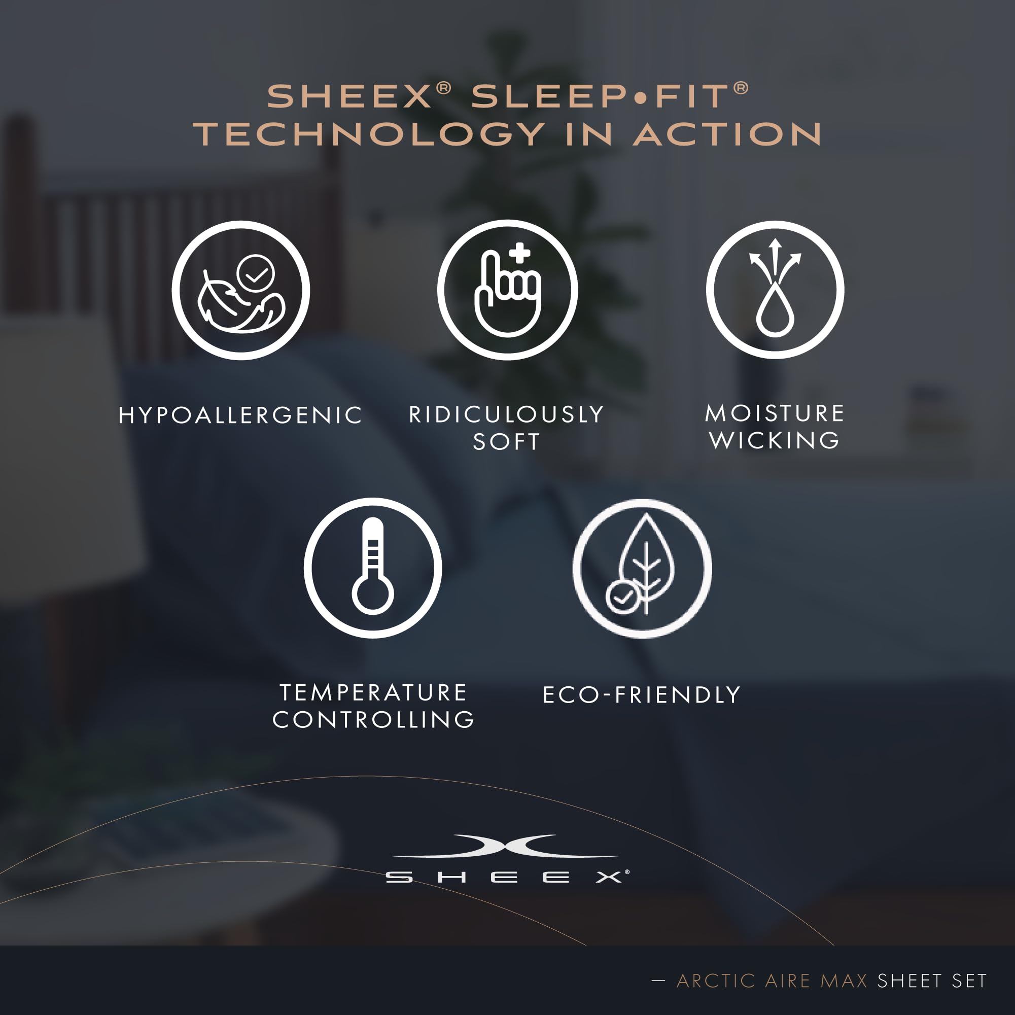 SHEEX Arctic Aire MAX Cooling Sheet Set - Ultra Soft King Size Bed Sheets with 1 Flat Sheet, 1 Fitted Sheet & 2 Pillowcases - Breathable & Temperature Regulating for Hot Sleepers - Perfect for Summer Nights & Warm Climates