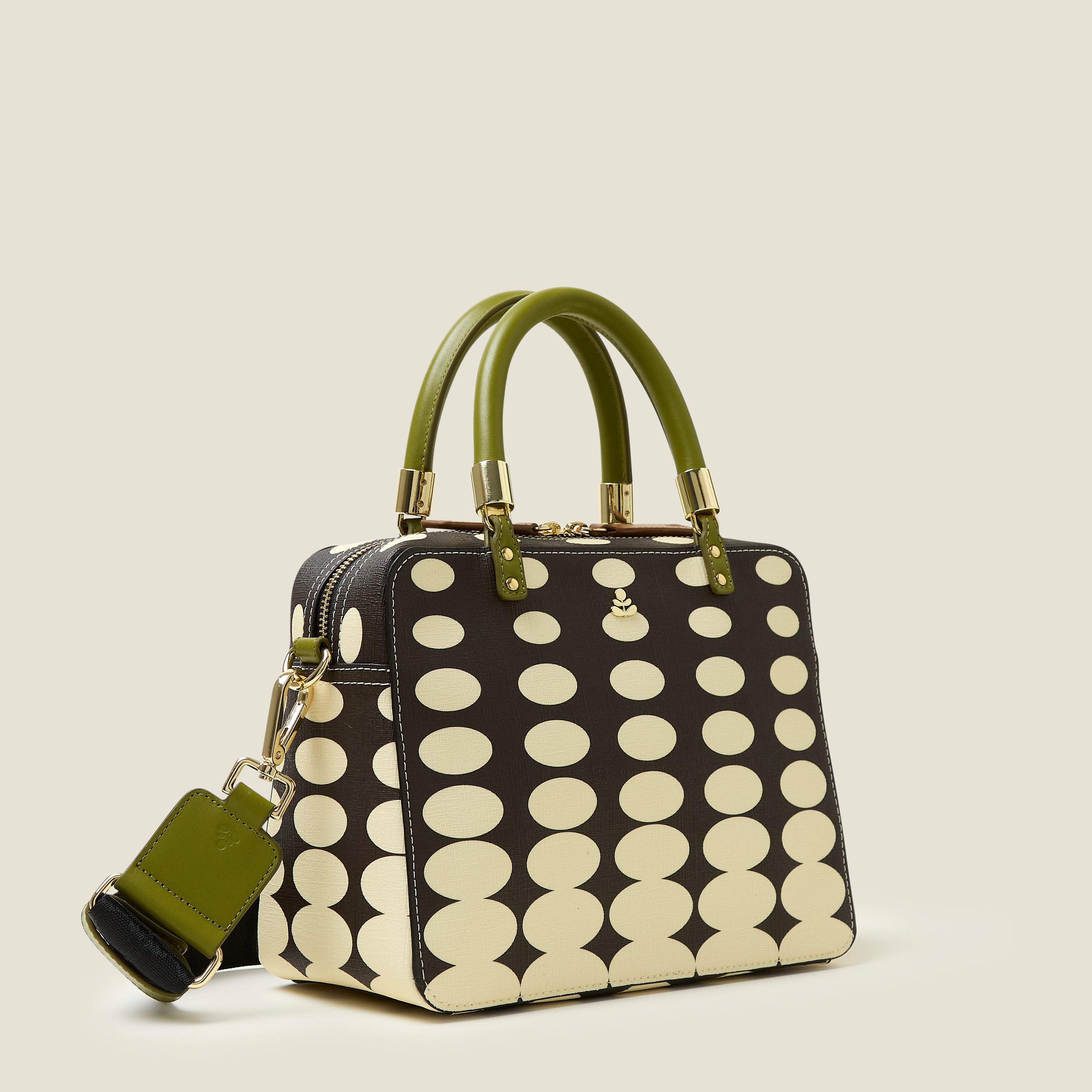 Stylish Medium Block Handbag - Oval Optical Mocha Leather Crossbody Bag for Women | Perfect for Work, Travel & Everyday Use