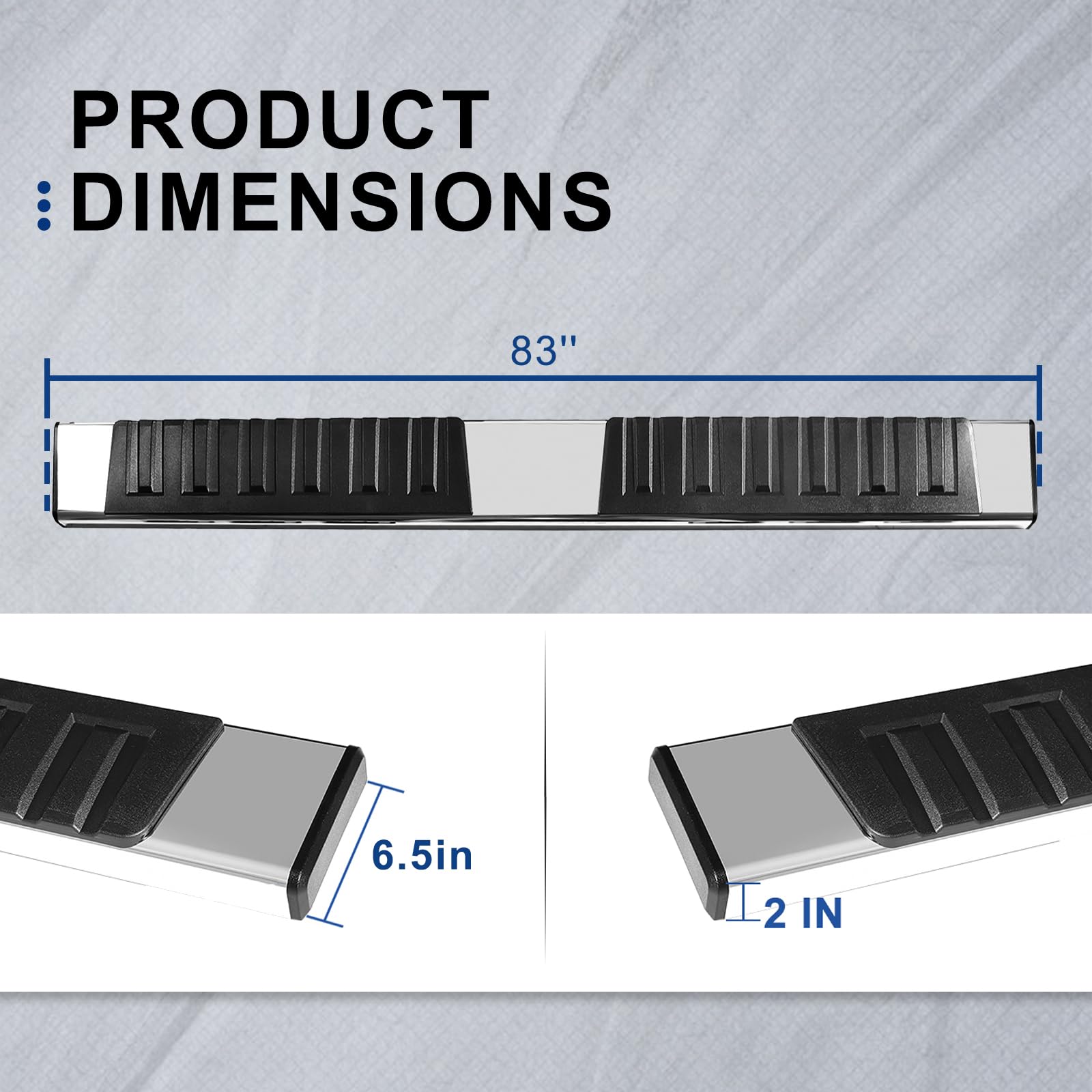 Stainless Steel Running Boards for Chevy Silverado & GMC Sierra 1500/2500HD/3500HD Crew Cab (2019-2024) - 6.5