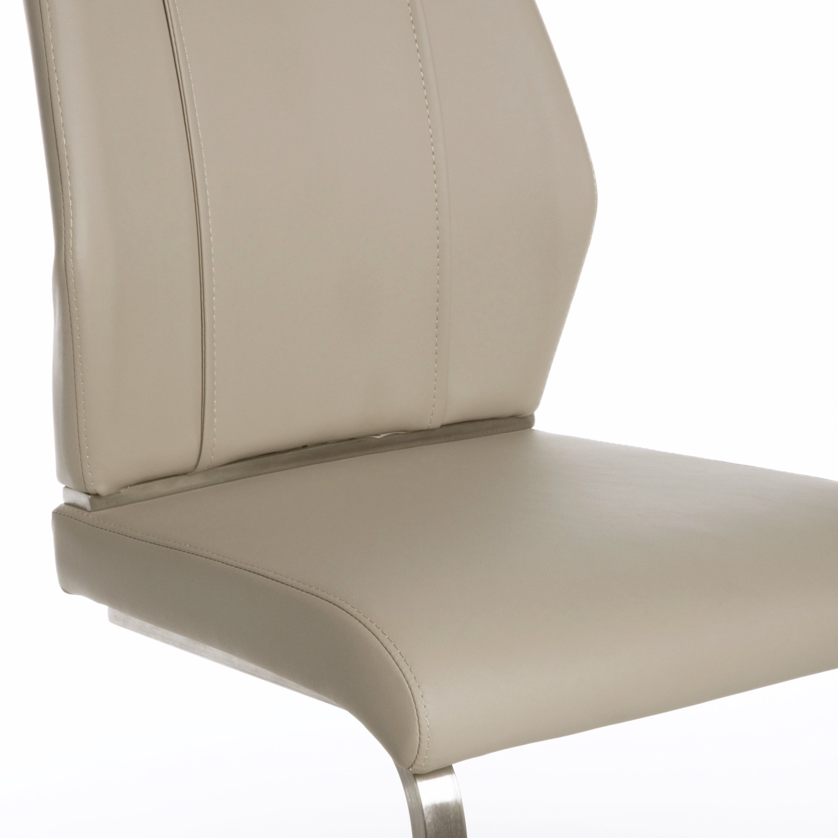 Lexington Side Leather Chair in Brushed Stainless Steel - Set of 2 Modern Dining Chairs for Home & Office | Perfect for Dining Rooms, Conference Tables & Lounge Areas