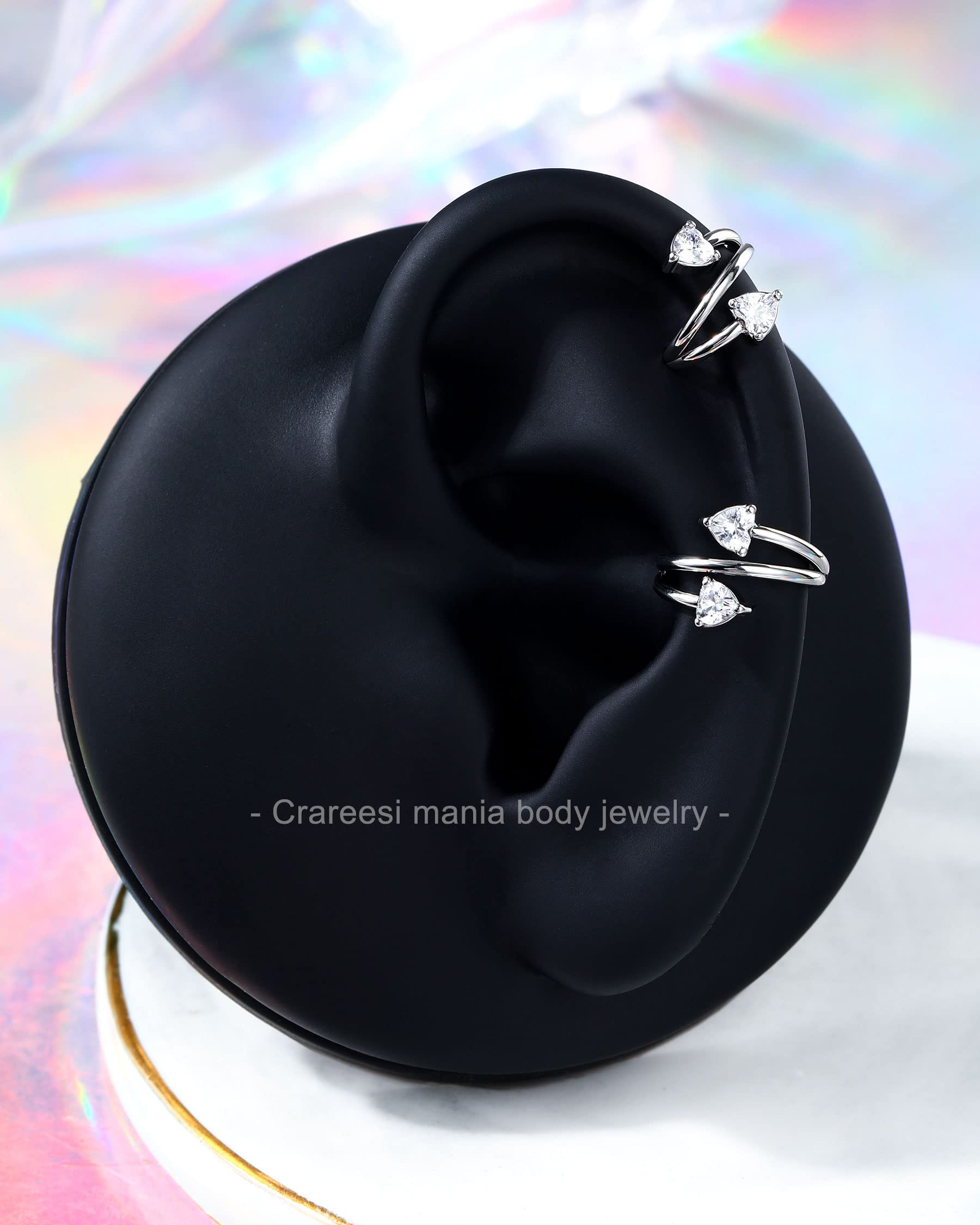 316L Surgical Steel Cartilage Earrings - CM Crareesi Mania Star Helix Hoop Jewelry for Women | 16Gauge Double Helix Piercing Earrings | Perfect for Everyday Wear, Parties & Special Occasions