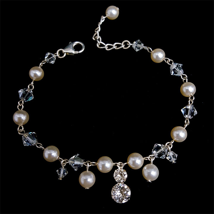 Kezani Harlow Pearl Bridal Bracelet with Elegant Droplets - Perfect for Weddings, Prom, and Special Occasions