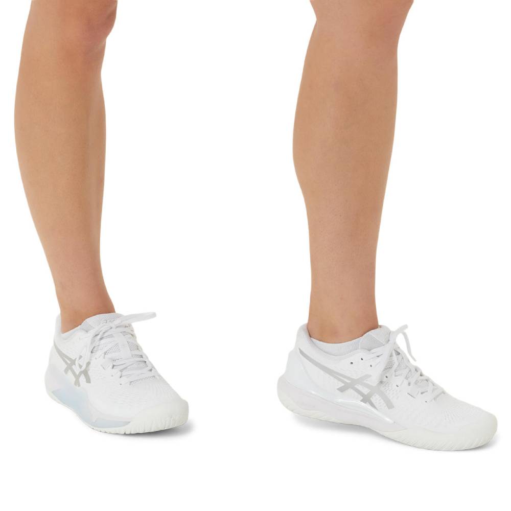 ASICS Gel Resolution 9 Women's Tennis Shoes - White/Silver - High-Performance Court Shoes for Women - Perfect for Tennis, Pickleball & Indoor Court Sports