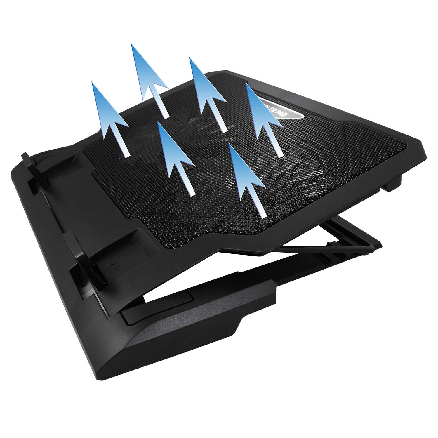 AABCOOLING NC65 Laptop Cooling Pad with 2 Quiet Fans, Adjustable Tilt & Blue LED Light - Portable Laptop Cooler for Gaming, Office & Home Use - Compatible with 15.6