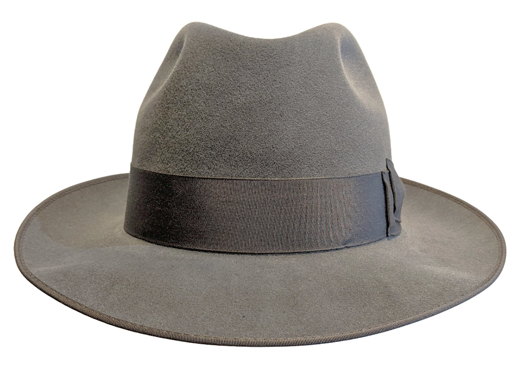 Premium Tonak Velour Finish Fur Felt Fedora Hat - Mid Grey with Wide Brim | Classic Elegant Style for Men & Women | Perfect for Outdoor Events, Weddings, and Fashion Statements