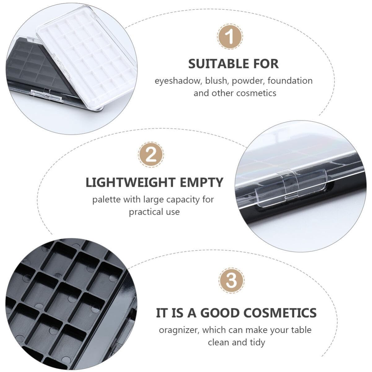 Uonlytech Empty Makeup Organizer Box for Eyeshadow & Lipstick - Perfect for Travel & Vanity