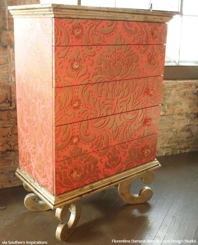 Florentine Damask Wall Stencil - Reusable DIY Painting Template for Home Decor, Accent Walls, and Furniture Upcycling | Perfect for Bedrooms, Living Rooms, and Wedding Backdrops