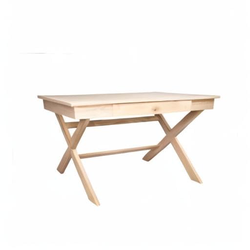 REMO Solid Wood Desk with Drawer - Sturdy X-Leg Design Home Office Desk for Study, Work & Gaming - Modern Writing Table for Small Spaces & Dorm Rooms