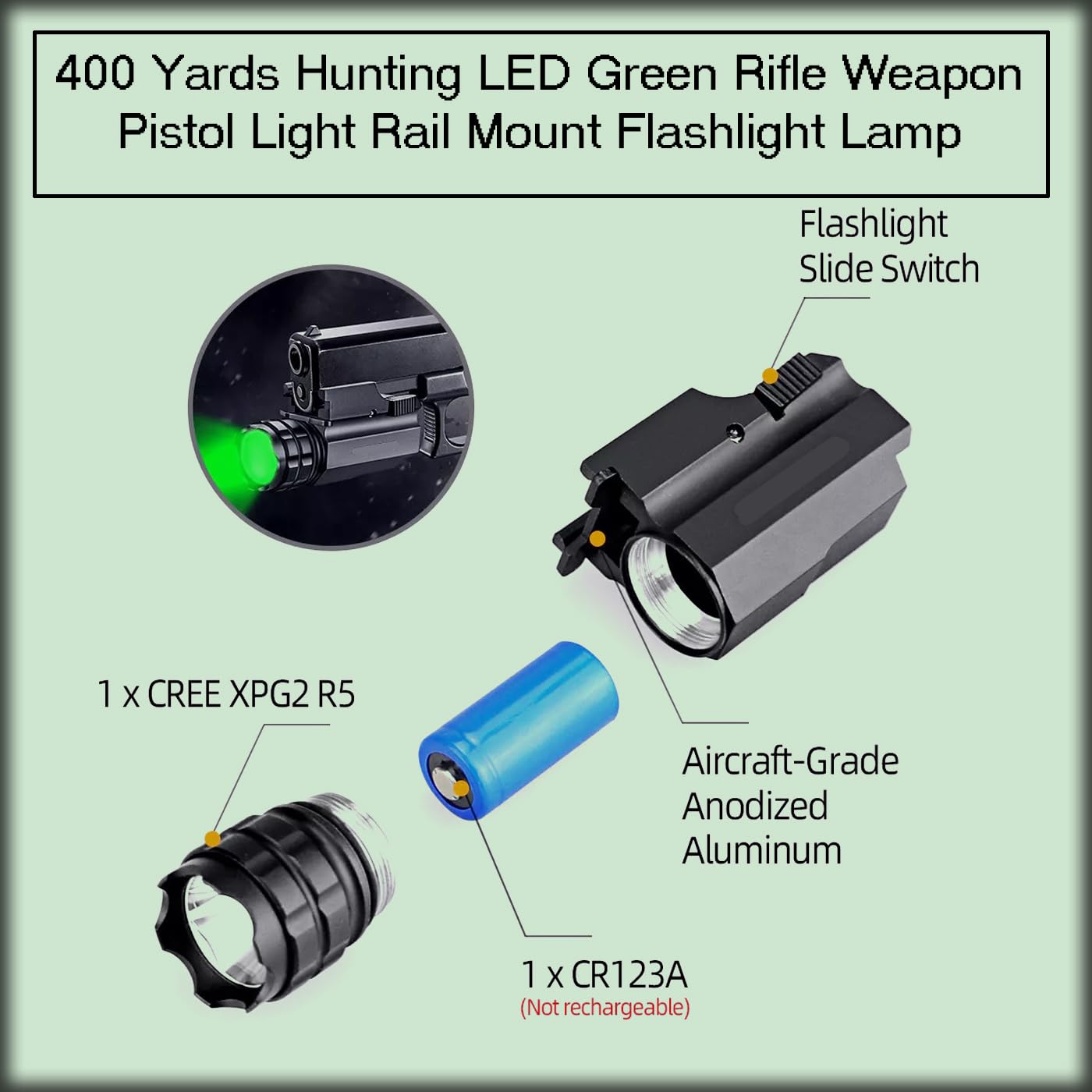 Tactical Pistol Laser Flashlight 2-in-1 for 1911 M9 - Hunting & Defense Gear
