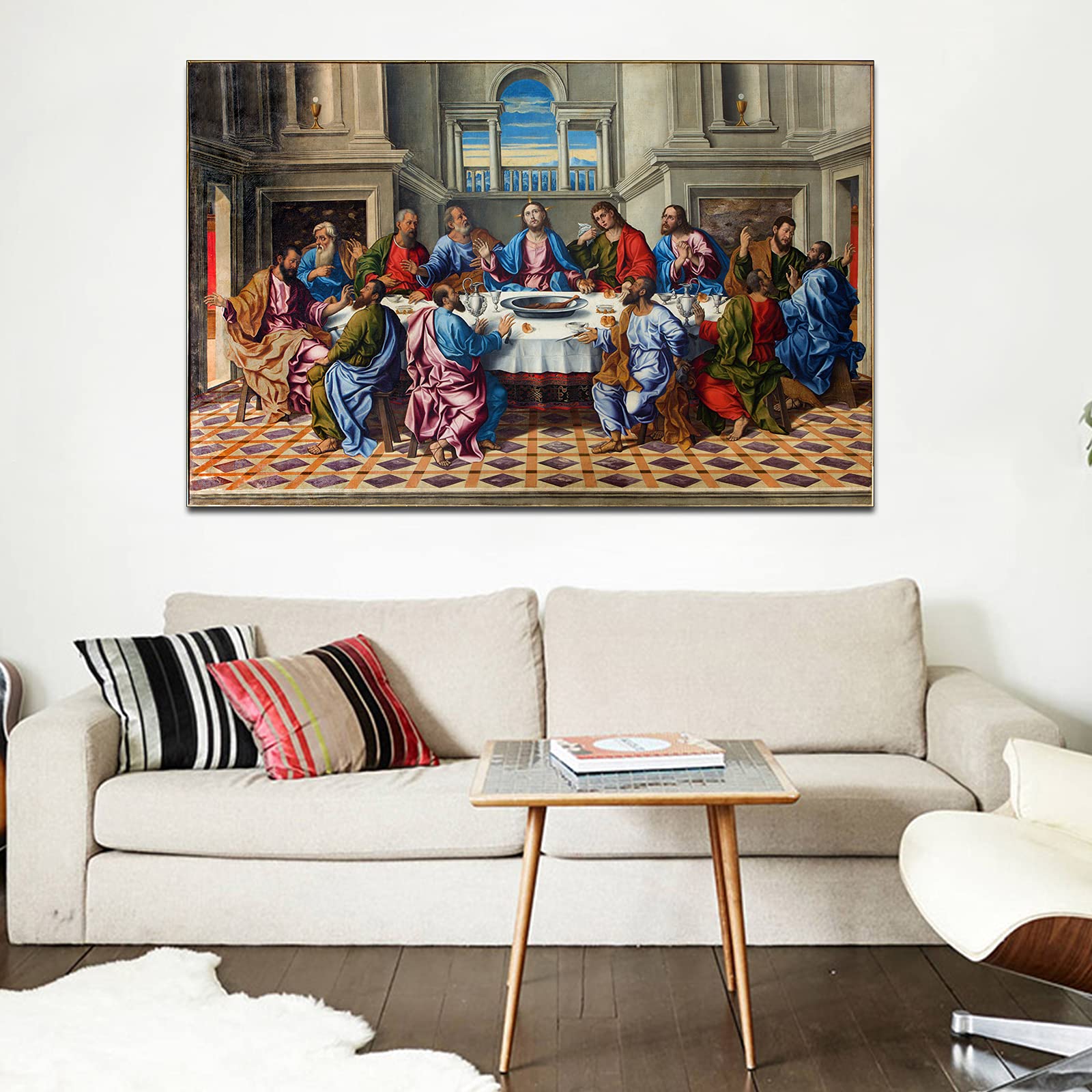 TIMUBA The Last Supper Canvas Wall Art - 28x40 Inches Christian Religious Painting for Dining Room Decor, Home & Church Wall Decoration - Perfect for Christian Gifts, Easter Decor & Spiritual Spaces