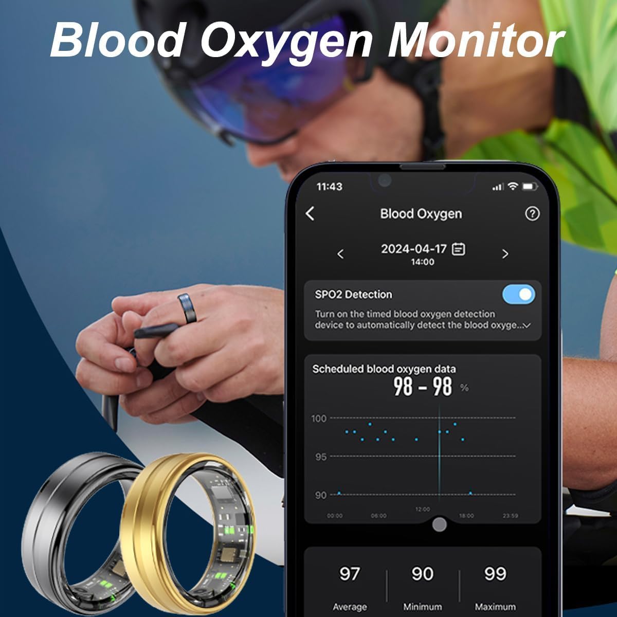 Findtime Smart Ring - Fitness & Health Tracker with Heart Rate Monitor, Sleep Tracking, Blood Oxygen (SpO2) Sensor, Step Counter | 5ATM Waterproof Activity Ring for Men & Women | Perfect for Workouts, Sleep Analysis & Daily Health Monitoring