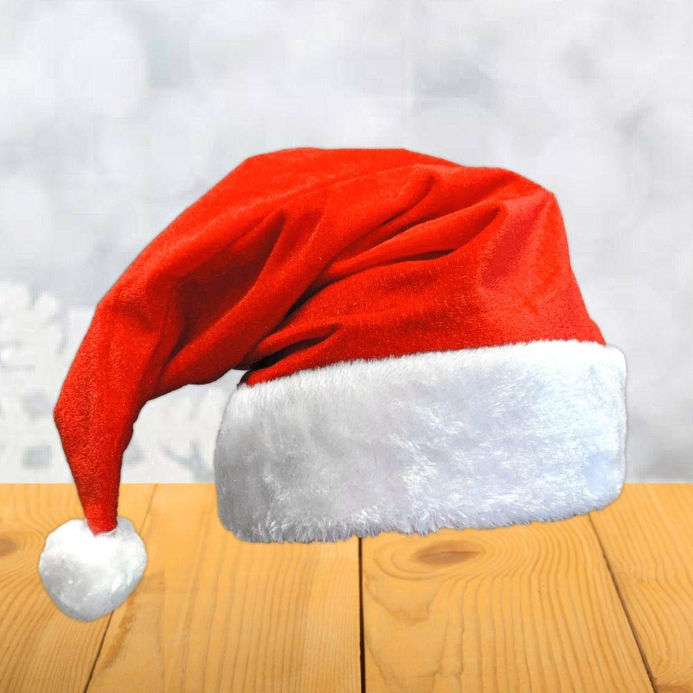 BANBERRY DESIGNS Santa Christmas Hats - Set of 2 Red and White Santa Hats for Xmas Parties - Festive Holiday Accessories for Men and Women - Perfect for Christmas Celebrations, Family Gatherings and Office Parties