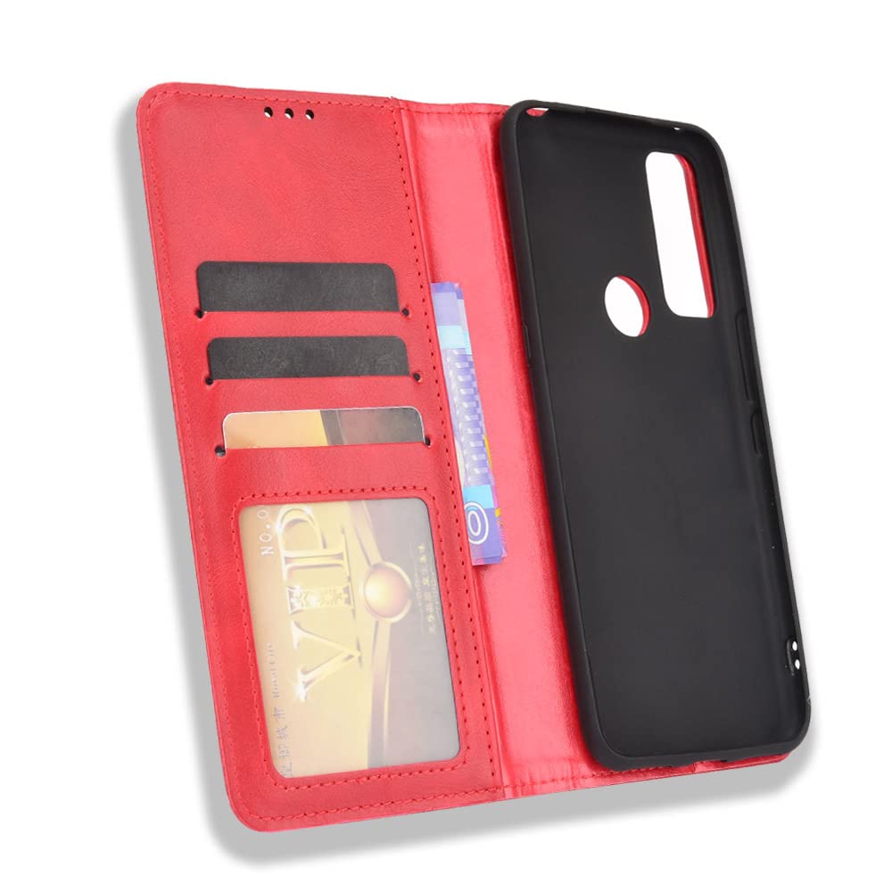Premium PU Leather Flip Case for Cricket AT&T Radiant Max 5G & Dream 5G - Shockproof Protective Phone Cover with Card Slots (Red) | Perfect for Work, Travel & Everyday Use