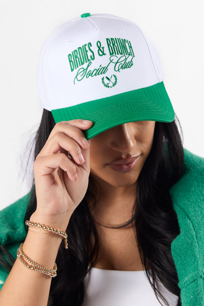 Stylish Birdies & Brunch Green Trucker Hat for Women - Trendy Baseball Cap for Outdoor Activities, Brunch Dates & Summer Fashion