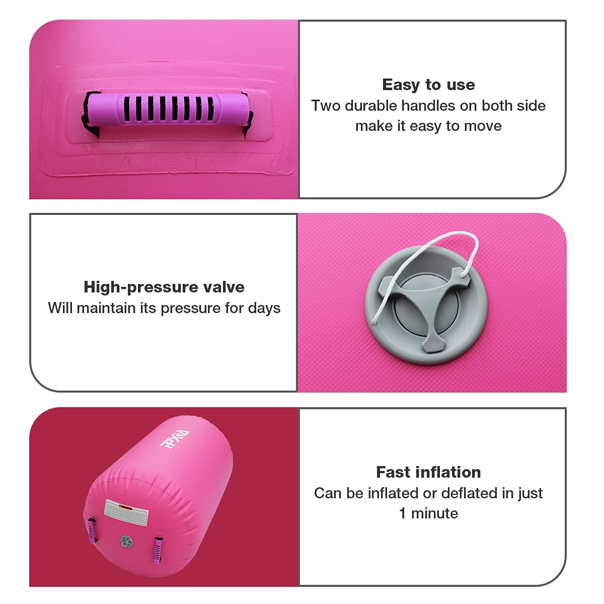 Inflatable Gymnastics Air Roller Barrel - Tumbling Mat & Backhandspring Trainer for Yoga, Cheerleading, Home Gym - Includes Pump for Easy Setup | Perfect for Kids, Adults & Professional Athletes