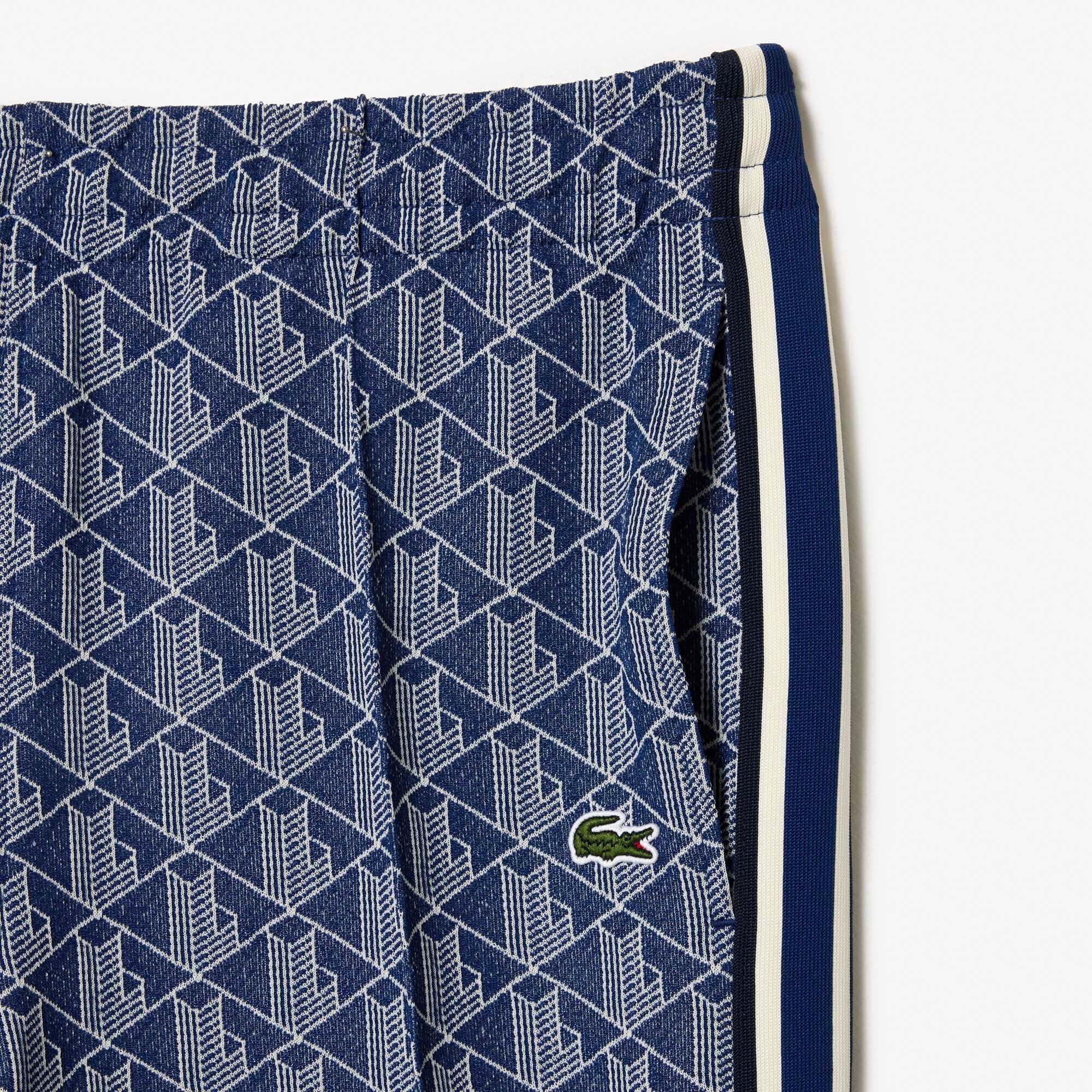 Lacoste Men's Monogram Print Casual Pants - Comfortable Slim Fit Trousers for Work, Travel & Everyday Wear