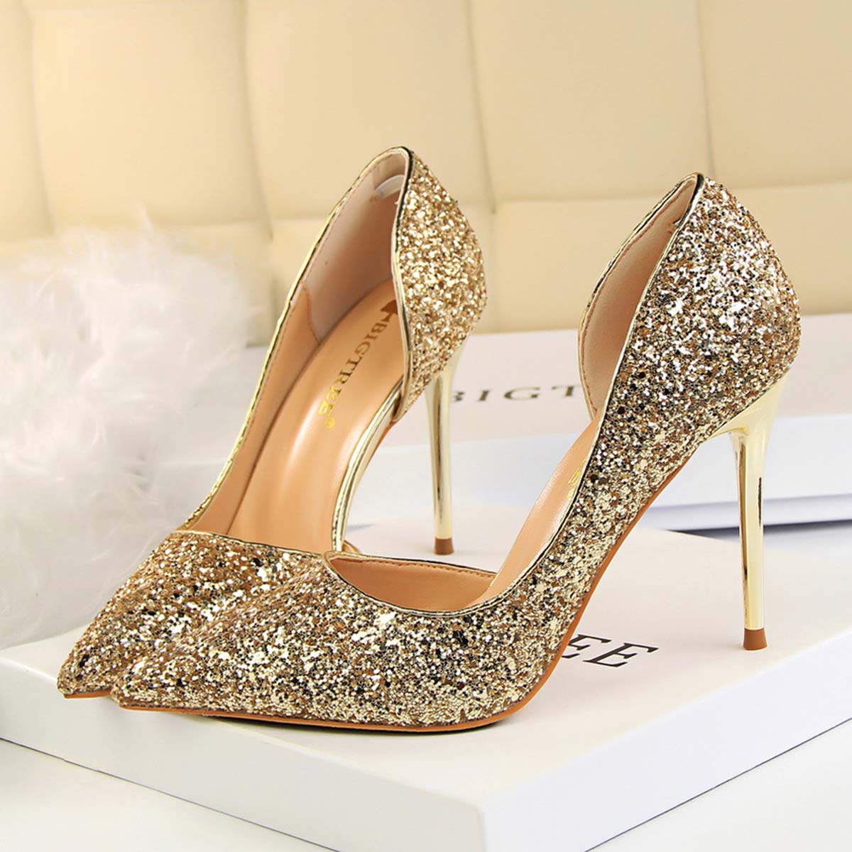 JOEupin Women's Stiletto High Heel Pumps - Sexy Pointed Toe Dress Shoes for Wedding, Party & Evening Wear - Comfortable Semi-Open Design for Women's Formal Occasions