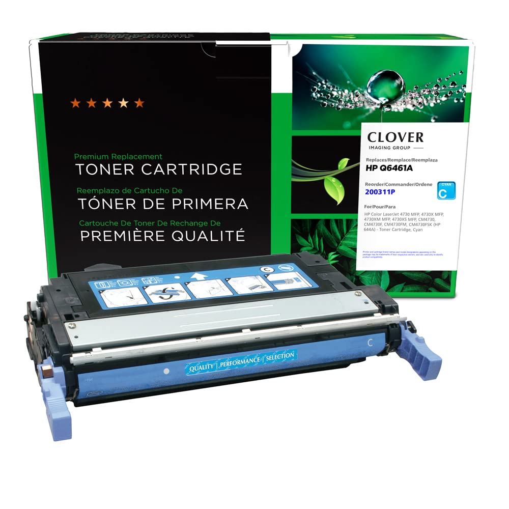 Clover Remanufactured Toner Cartridge Replacement for HP Q6461A (HP 644A) | Cyan | High-Quality Compatible Ink for HP Printers | Perfect for Home & Office Printing Needs