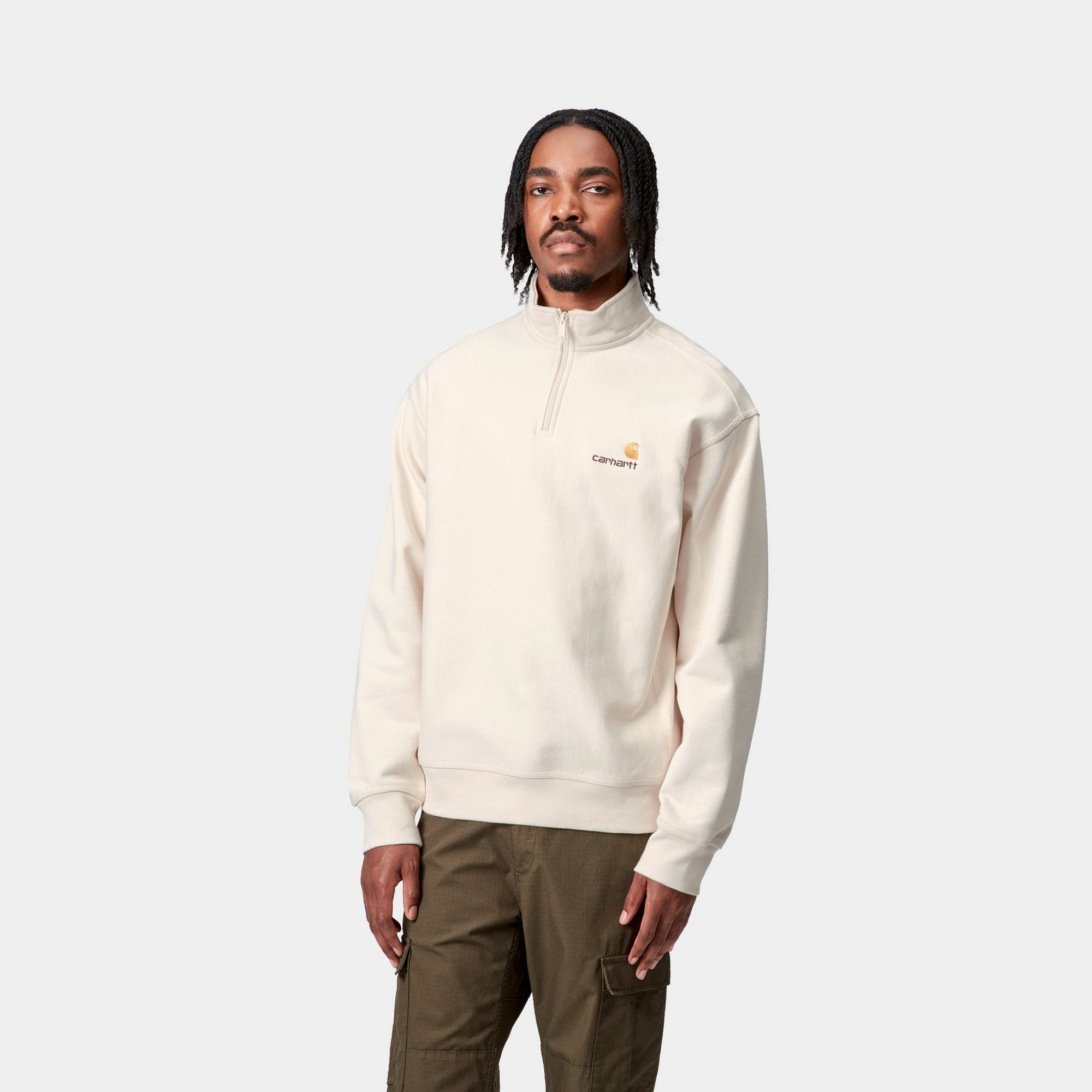 Half Zip American Script Sweatshirt - Comfortable Pullover Hoodie for Men & Women | Natural Cotton Blend | Perfect for Casual Wear, Gym & Outdoor Activities