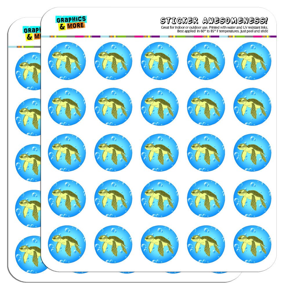 1 Inch Sea Turtle Ocean Themed Cute Planner Stickers for Scrapbooking, Bullet Journal & Crafting - Opaque Vinyl Decals - Perfect for DIY Projects, School Supplies & Gift Wrapping
